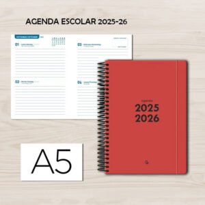 Agenda Escolar 2025-26 Espiral A5. 2Dias/Pág.